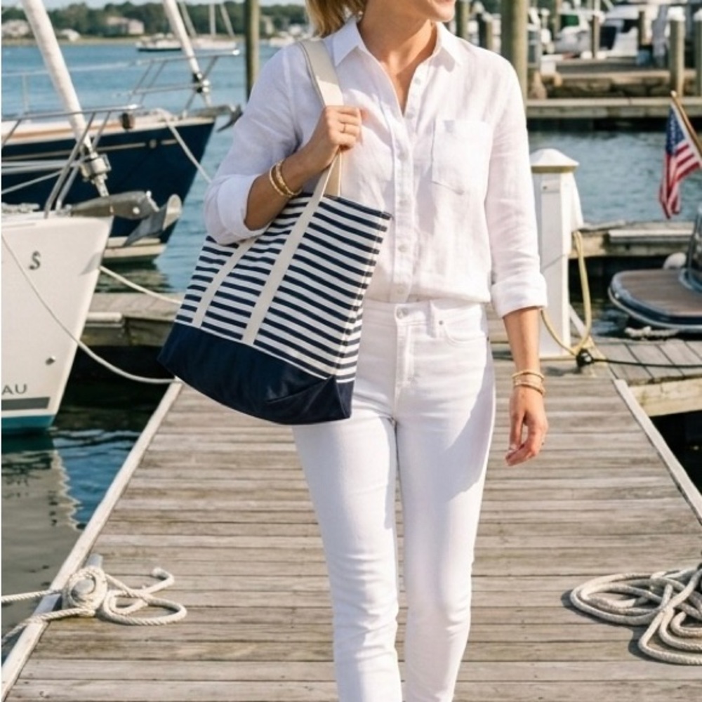 NWOT Beach Boat Tote Striped Bag - Picture 2 of 6